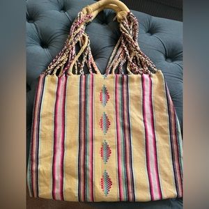 World Market woven striped bag
